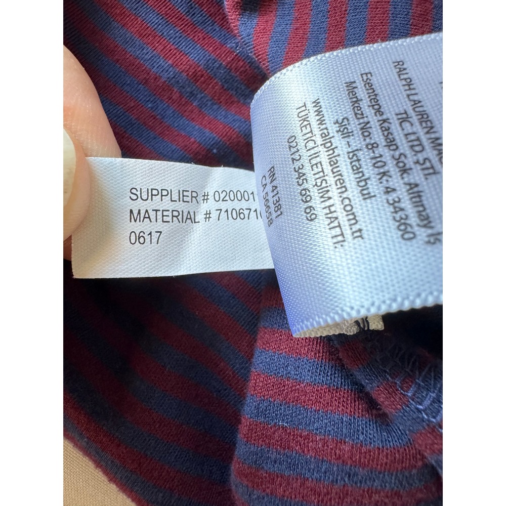 Polo Ralph Lauren Mens Burgundy Striped Polo Shirt XL Preppy Classic Nautical - Picture 10 of 13
